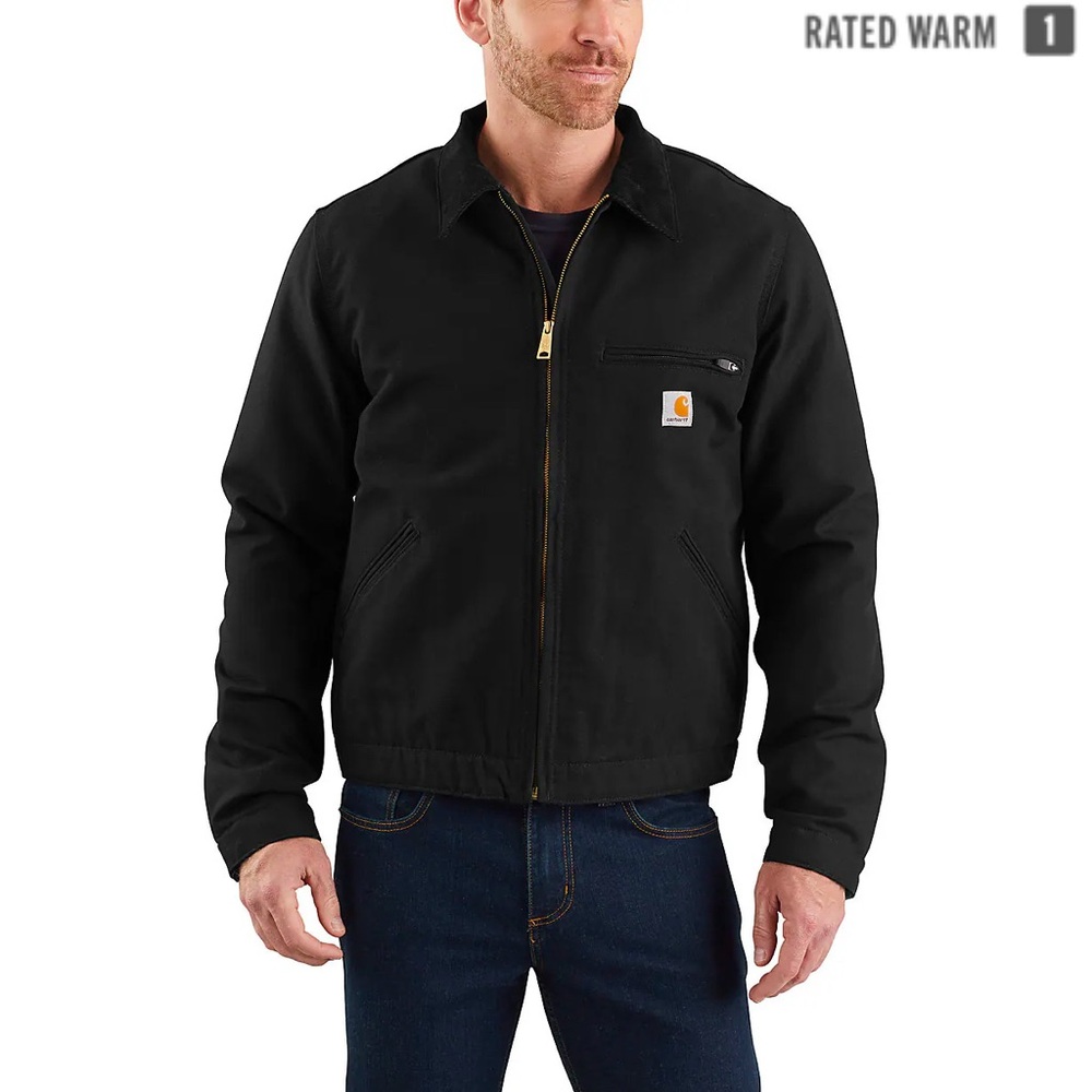 Carhartt Duck Blanket Lined Detroit Zip Up Jacket Black